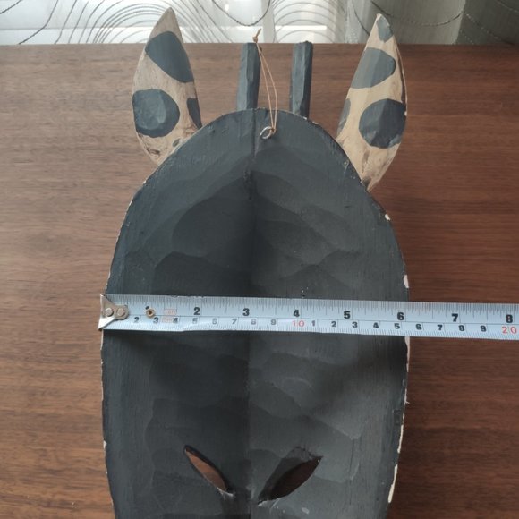 Wooden Hand Carved African Style Giraffe Large Vintage Mask 20" - Picture 6 of 7